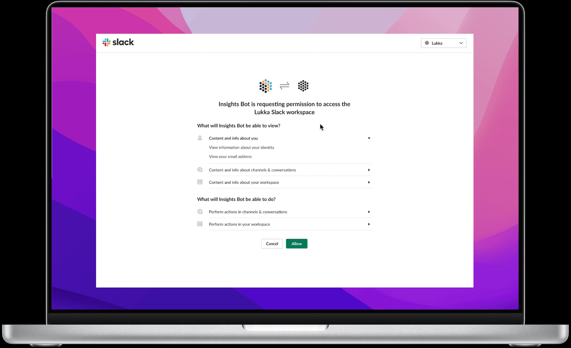 Bot authentication screen