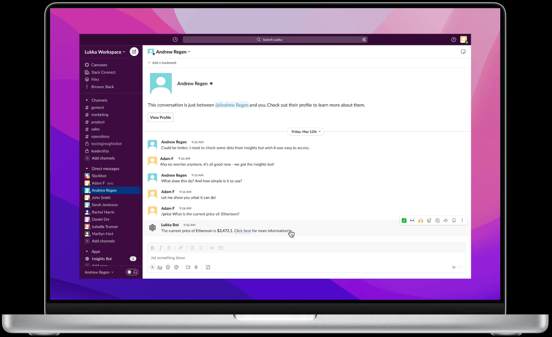 Price returned by the bot